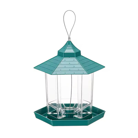 Cove Comfort Pavilion-Shaped Outdoor Bird Feeder with 360° Tray - Durable, Lightweight Plastic, Easy to Refill and Hang - Ideal for Garden Use